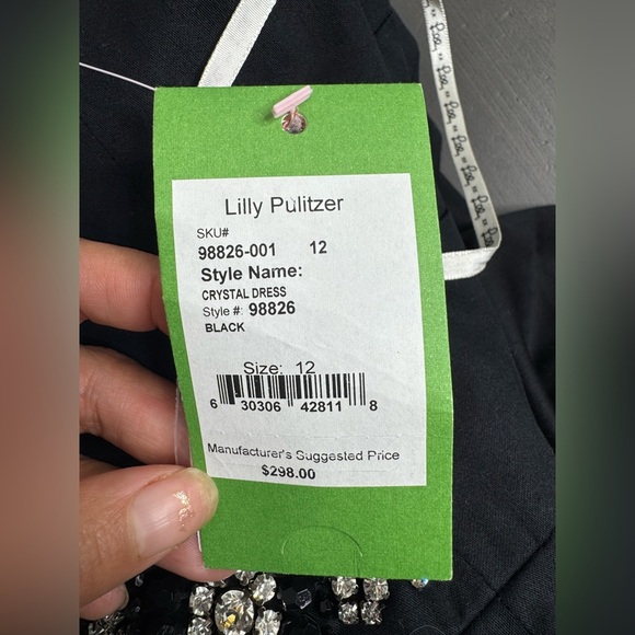 Lilly Pulitzer Crystal Black Late Night Toile Underlay Beaded Waist Dress - Picture 5 of 13